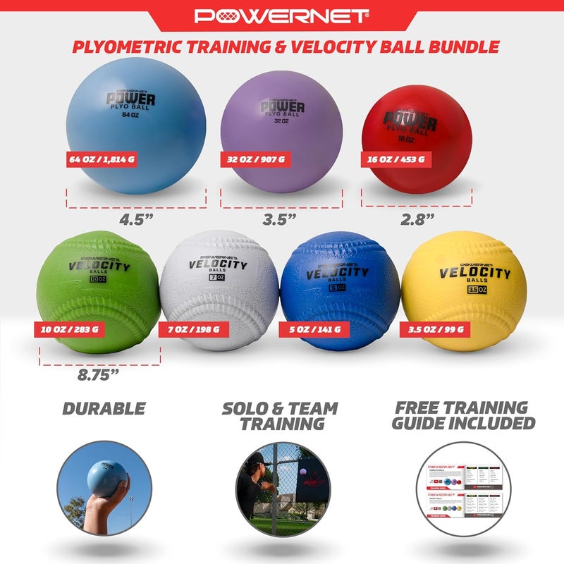PowerNet Power Plyometric Training and Velocity Weighted Ball Bundle, Softball & Baseball Training Equipment to Increase Velocity & Strength, Sand-Filled Mixed Size and Weighted Balls - Image 3